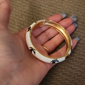 Vintage Bangle Gold and White Palm Tree Bracelet